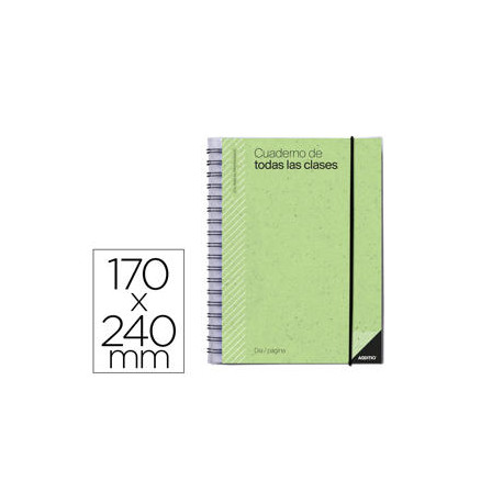 CUADERNO DE TODAS LAS CLASES PROFESORADO ADDITTIO 256 PAGINAS DIA PAGINA COLOR VERDE 170X240 MM