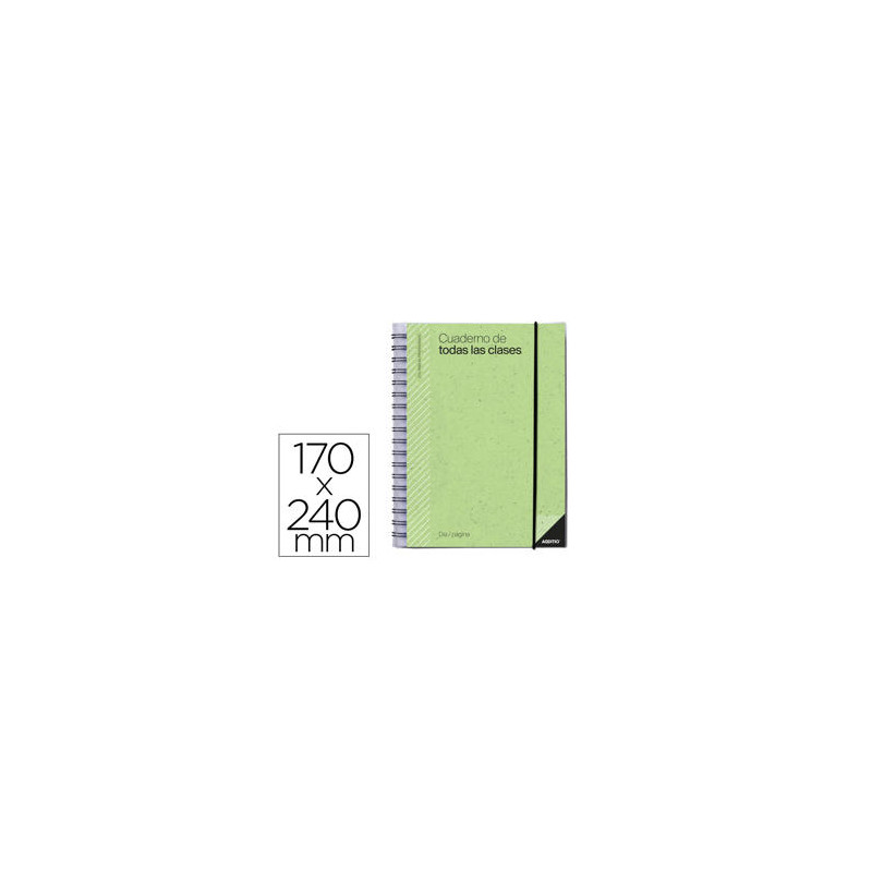 CUADERNO DE TODAS LAS CLASES PROFESORADO ADDITTIO 256 PAGINAS DIA PAGINA COLOR VERDE 170X240 MM