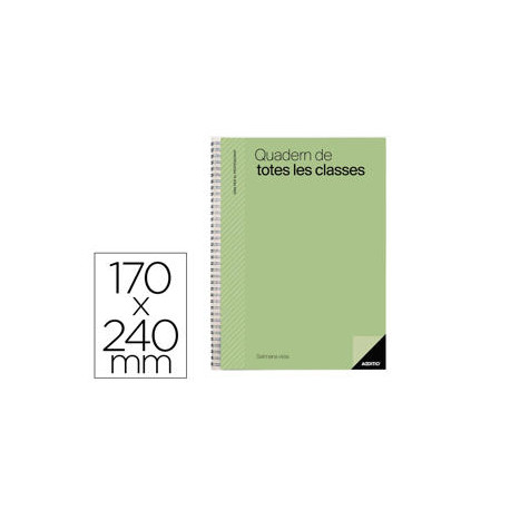 CUADERNO DE TODAS LAS CLASES PROFESORADO ADDITTIO 256 PAGINAS DIA PAGINA COLOR VERDE 170X240 MM CATA