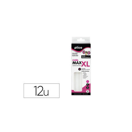 BARRA TERMOFUSIBLE PLICO COLA EXTRAFUERTE MAX XL 11,5 MM DE DIAMETRO X 200 MM DE ALTO BLISTER DE 12 