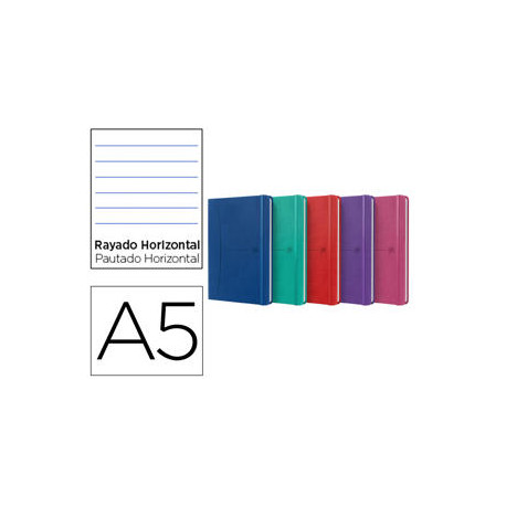 CUADERNO OXFORD COSIDA TAPA EXTRADURA DIN A5 80 HOJAS RAYADO HORIZONTAL COLORES VIVOS SURTIDOS