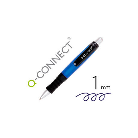 BOLIGRAFO Q-CONNECT PREMIUM RETRACTIL CON SUJECION DE CAUCHO COLOR AZUL PUNTA 1 MM