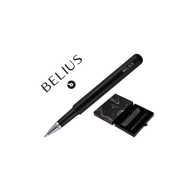 ROLLER Y FUNDA DE SIMILPIEL BELIUS SPACE B COLOR MINIMALISTA NEGRO TINTA AZUL CAJA DE DISE?O