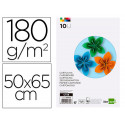 CARTULINA LIDERPAPEL 50X65 CM 180G/M2 10 COLORES SURTIDOS PAQUETE DE 10 HOJAS