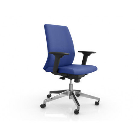 SILLA ROCADA DIRECCION BRAZOS REGULABLES BASE ALUMINIO RESPALDO Y ASIENTO TELA IGNIFUGA AZUL 680X630