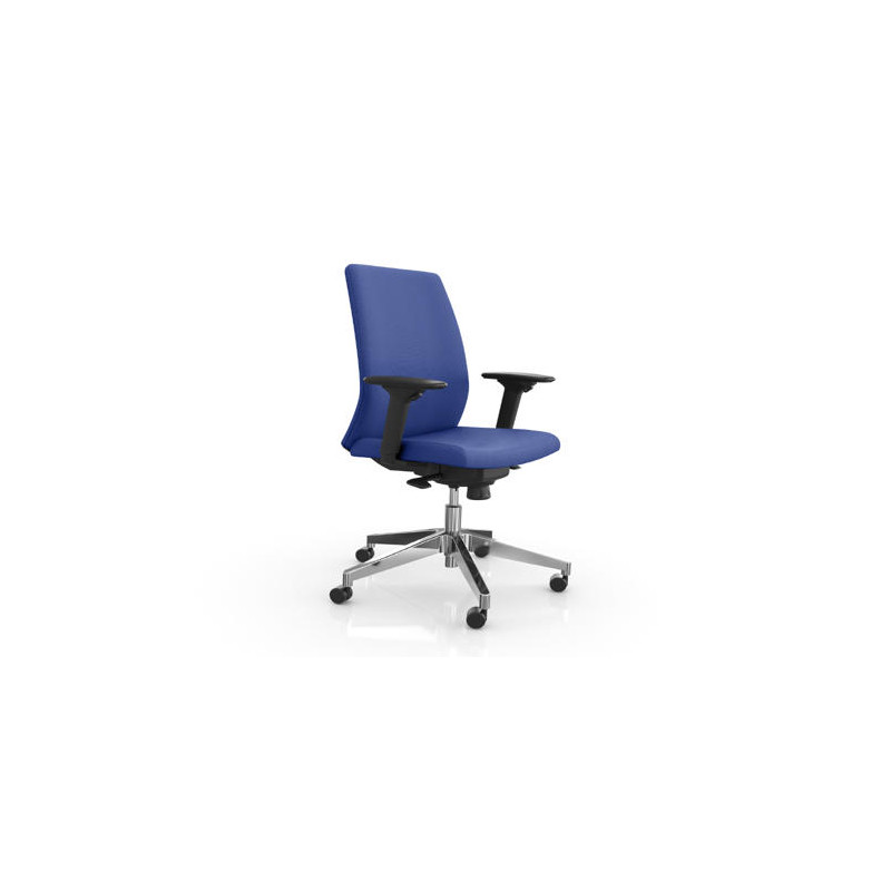 SILLA ROCADA DIRECCION BRAZOS REGULABLES BASE ALUMINIO RESPALDO Y ASIENTO TELA IGNIFUGA AZUL 680X630