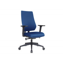 SILLA ROCADA DIRECCION BRAZOS REGULABLES BASE POLIMERO RESPALDO Y ASIENTO EN TELA IGNIFUGA AZUL 610X