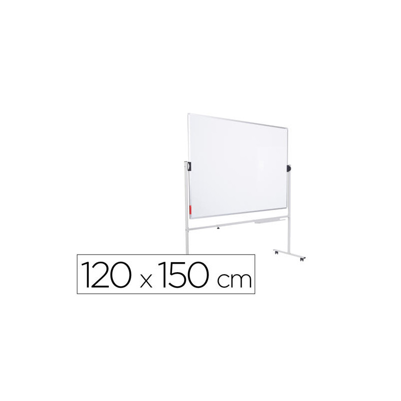 PIZARRA BLANCA ROCADA ACERO VITRIFICADO MAGNETICO MARCO ALUMINIO DOBLE CARA VOLTEABLE 120X150 CM