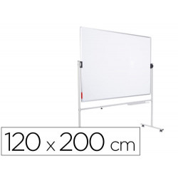 PIZARRA BLANCA ROCADA ACERO VITRIFICADO MAGNETICO MARCO ALUMINIO DOBLE CARA VOLTEABLE 120X200 CM