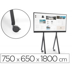 SOPORTE MOVIL ROCADA PARA MONITORES INTERACTIVOS 65" A 86" ESTRUCTURA TUBO ACERO 4 RUEDAS CON FRENO 