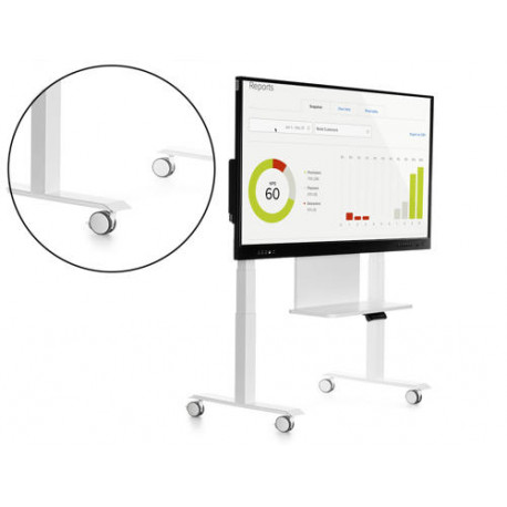 SOPORTE MOVIL ROCADA PARA MONITORES INTERACTIVOS 65" A 86" ESTRUCTURA TUBO ACERO 4 RUEDAS CON FRENO