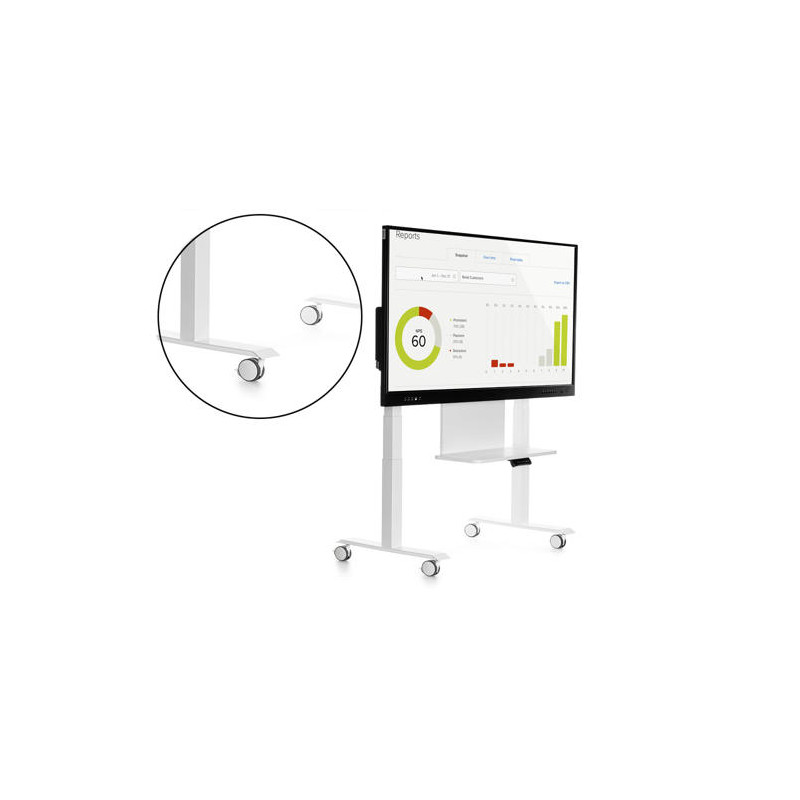 SOPORTE MOVIL ROCADA PARA MONITORES INTERACTIVOS 65" A 86" ESTRUCTURA TUBO ACERO 4 RUEDAS CON FRENO