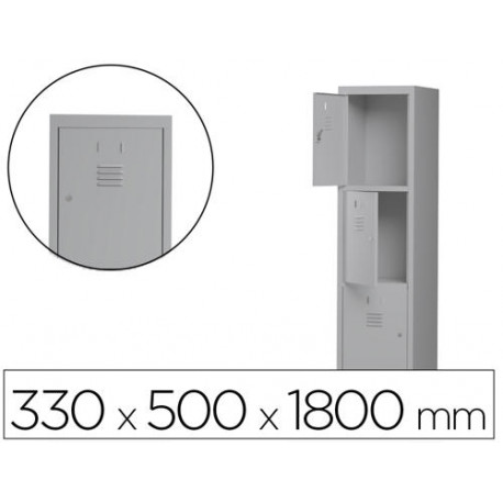 TAQUILLA METALICA ROCADA 300 1 MODULO 3 PUERTAS GRIS 330X500X1800 MM