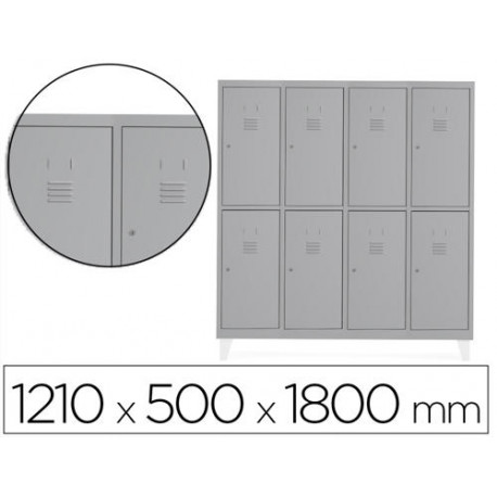 TAQUILLA METALICA ROCADA 300 4 MODULOS X 2 PUERTAS GRIS 1210X500X1800 MM