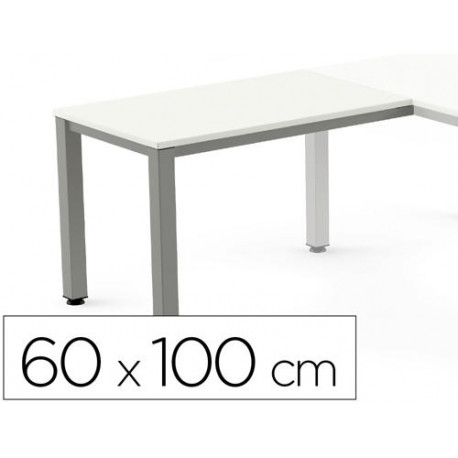 ALA PARA MESA ROCADA SERIE EXECUTIVE 60X100 CM DERECHA O IZQUIERDA ACABADO AD04 ALUMINIO/BLANCO