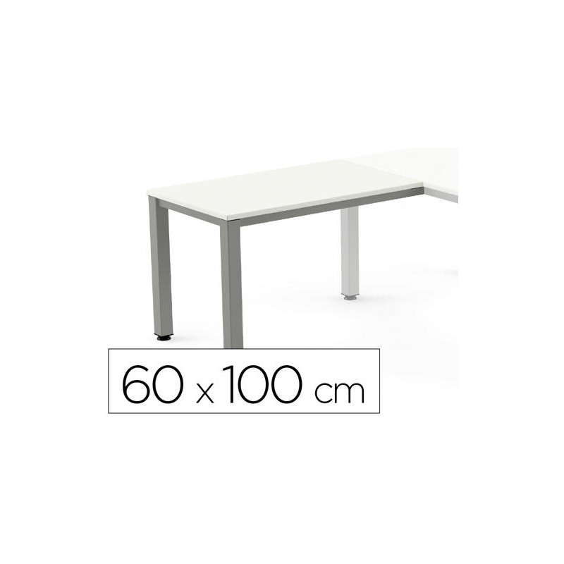 ALA PARA MESA ROCADA SERIE EXECUTIVE 60X100 CM DERECHA O IZQUIERDA ACABADO AD04 ALUMINIO/BLANCO