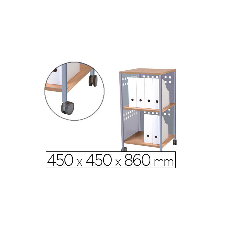 CARRO MULTIUSOS ROCADA MELAMINA 19 MM Y ACERO PINTADO 450X450X860 MM