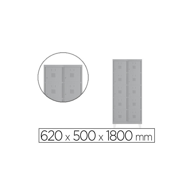 TAQUILLA METALICA ROCADA 300 2 MODULOS X 5 PUERTAS GRIS 620X500X1800 MM