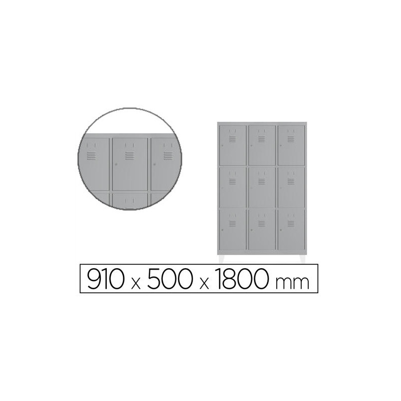 TAQUILLA METALICA ROCADA 300 3 MODULOS X 3 PUERTAS GRIS 910X500X1800 MM