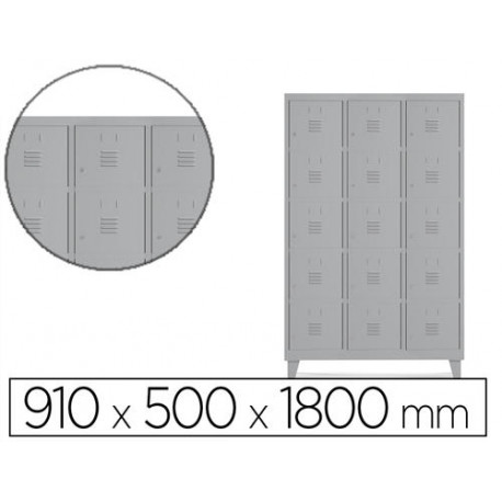 TAQUILLA METALICA ROCADA 300 3 MODULOS X 5 PUERTAS GRIS 910X500X1800 MM