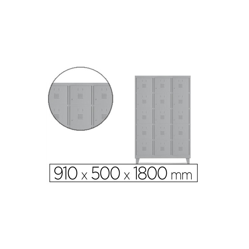 TAQUILLA METALICA ROCADA 300 3 MODULOS X 5 PUERTAS GRIS 910X500X1800 MM