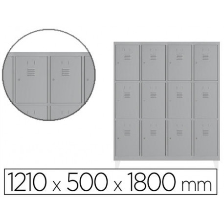 TAQUILLA METALICA ROCADA 300 4 MODULOS X 3 PUERTAS GRIS 1210X500X1800 MM