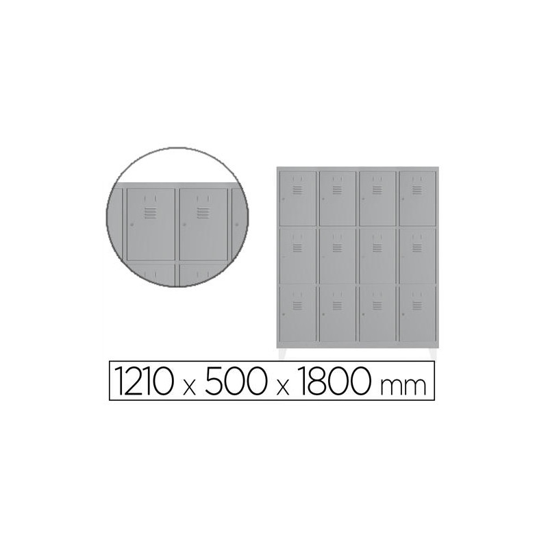 TAQUILLA METALICA ROCADA 300 4 MODULOS X 3 PUERTAS GRIS 1210X500X1800 MM