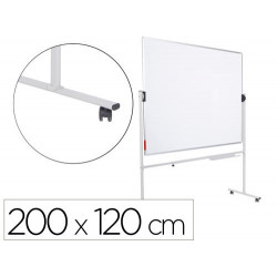 PIZARRA BLANCA ROCADA VOLTEABLE DOBLE CARA MAGNETICA ACERO LACADO 200X120 CM