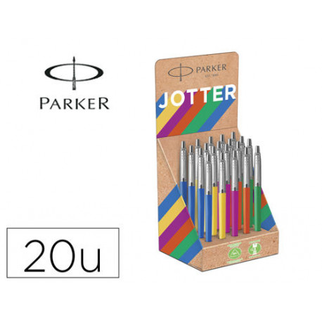 BOLIGRAFO PARKER JOTTER ORIGINALS RECYCLED A?OS 90 EXPOSITOR 20 UNIDADES CON 5 COLORES SURTIDOS