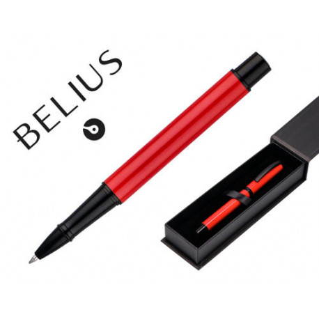 BOLIGRAFO BELIUS TURBO ALUMINIO COLOR ROJO Y NEGRO TINTA AZUL CAJA DE DISE?O