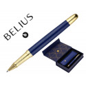 BOLIGRAFO Y ESTUCHE BELIUS SOIREE COLOR AZUL MARINO Y DORADO TINTA AZUL CAJA DE DISE?O