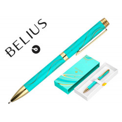 ROLLER BELIUS AQUA ALUMINIO COLOR TURQUESA Y DORADO TINTA NEGRA CAJA DE DISE?O