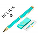 ROLLER BELIUS AQUA ALUMINIO COLOR TURQUESA Y DORADO TINTA NEGRA CAJA DE DISE?O