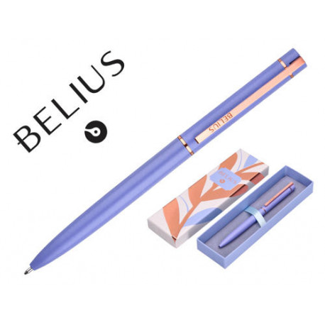 BOLIGRAFO BELIUS ROSE ALUMINIO COLOR LAVANDA/ORO ROSA TINTA AZUL CAJA DE DISE?O