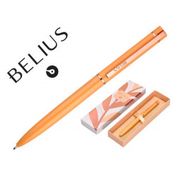 BOLIGRAFO BELIUS ROSE ALUMINIO COLOR NARANJA/ORO ROSA TINTA AZUL CAJA DE DISE?O