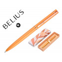 BOLIGRAFO BELIUS ROSE ALUMINIO COLOR NARANJA/ORO ROSA TINTA AZUL CAJA DE DISE?O