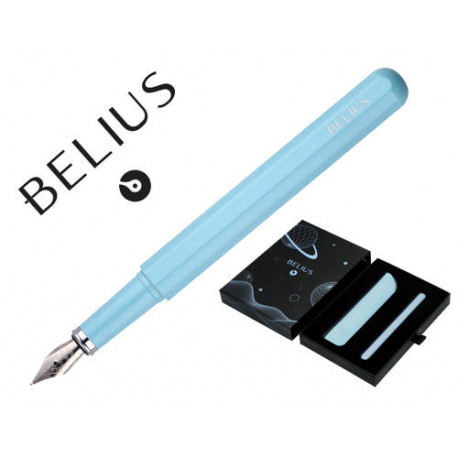 PLUMA Y FUNDA DE SIMILPIEL BELIUS SPACE B COLOR MINIMALISTA AZUL TINTA AZUL CAJA DE DISE?O