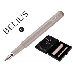 PLUMA Y FUNDA DE SIMILPIEL BELIUS SPACE B COLOR MINIMALISTA GRIS TINTA AZUL CAJA DE DISE?O