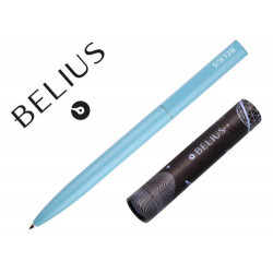 BOLIGRAFO BELIUS ROCKET B ALUMINIO COLOR MINIMALISTA AZUL TINTA AZUL CAJA CILINDRICA