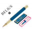 BOLIGRAFO BELIUS MACARON BLISS FORMA HEXAGONAL COLOR ROSA/ AZUL Y DORADO TINTA AZUL CAJA DE DISE?O