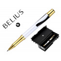 BOLIGRAFO BELIUS DUALITA CUERPO NEGRO COLOR BLANCO TINTA AZUL CAJA DE DISE?O