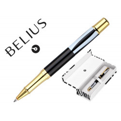 BOLIGRAFO BELIUS DUALITA CUERPO BLANCO COLOR NEGRO TINTA AZUL CAJA DE DISE?O