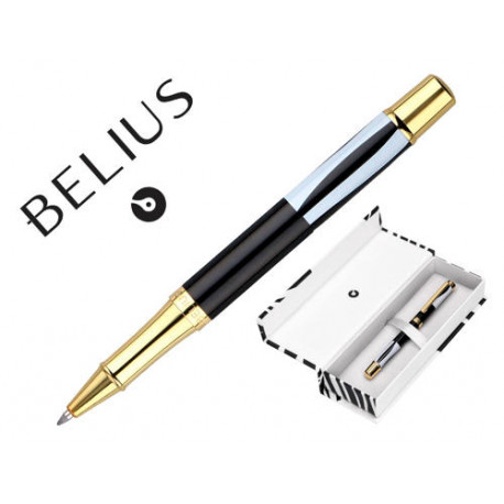 BOLIGRAFO BELIUS DUALITA CUERPO BLANCO COLOR NEGRO TINTA AZUL CAJA DE DISE?O