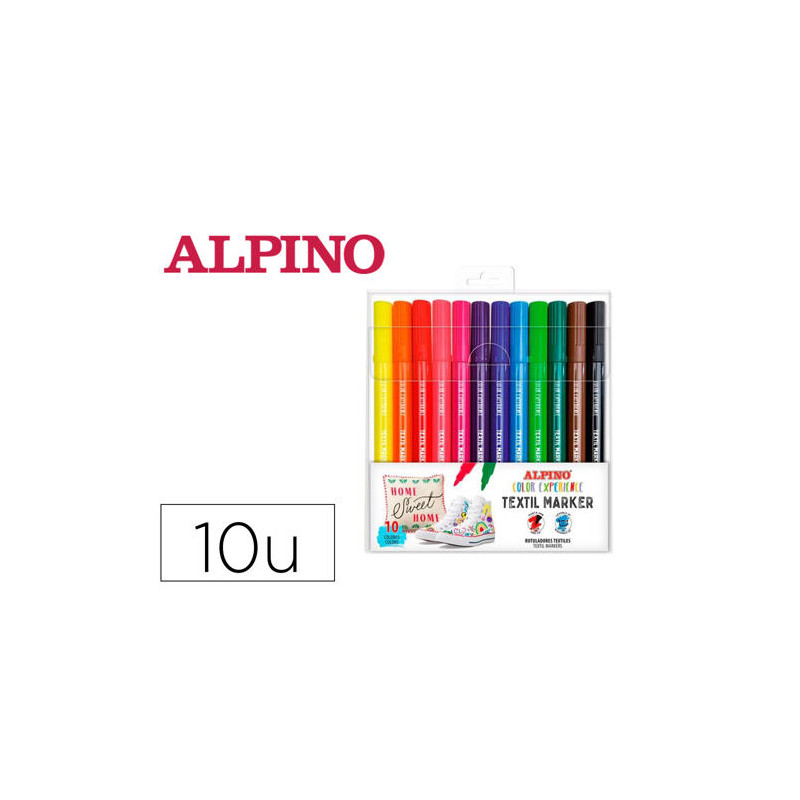 ROTULADOR ALPINO TEXTIL MARKER COLOR EXPERIENCE ESTUCHE DE 10 UNIDADES COLORES SURTIDOS