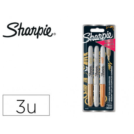 ROTULADOR SHARPIE PERMANENTE FINO METALICO BLISTER DE 3 UNIDADES ORO/PLATA/BRONCE CLIPSTRIP DE 12 BL