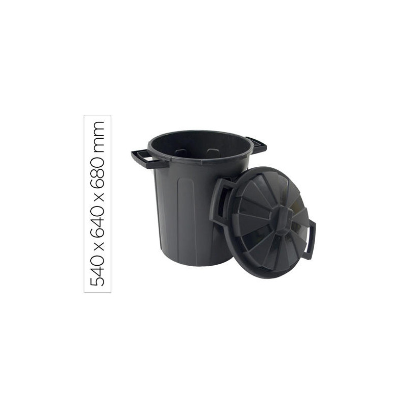 CONTENEDOR DE RECICLAJE ARCHIVO 2000 CON TAPA 100 LITROS NEGRO 540X640X680 MM