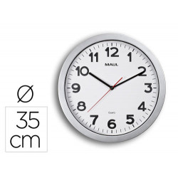 RELOJ MAUL STEP DE PARED REDONDO 35 CM DIAMETRO ELECTRICO COLOR PLATA