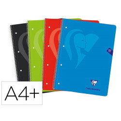 CUADERNO ESPIRAL CLAIREFONTAINE TAPA FORRADA DIN A4+ MICRO 120H 4 TAL 90 GR 5 BANDAS COLOR CUADRO 5 