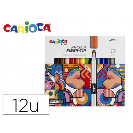 ROTULADOR CARIOCA PLUS PRISMA FIBER-TIP DE PUNTA DE FIBRA CAJA DE 12 UNIDADES COLORES SURTIDOS