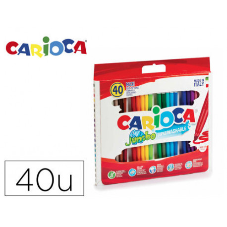 ROTULADOR CARIOCA JUMBO PUNTA GRUESA CAJA DE 40 UNIDADES COLORES SURTIDOS